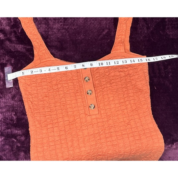 FP Beach Free People Mini Dress Sleeveless Button Front Orange Medium - Picture 8 of 8